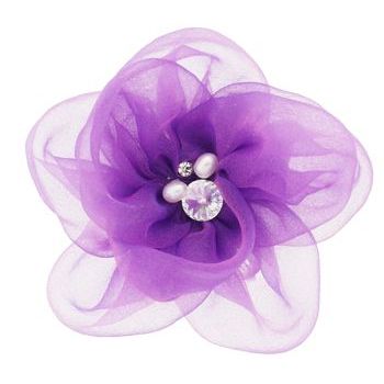 SOHO BEAT - Tea Party Collection - Large Chiffon Rose Clip & Brooch - Violet (1)