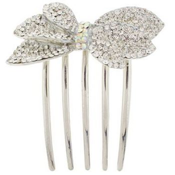 SOHO BEAT - Crystal Avenue - Crystal Flower Petal Bow Comb - White