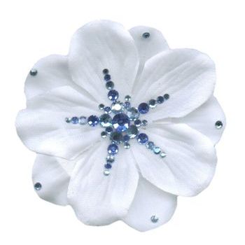 Michelle Roy - Medium Pansy - White w/Light & Dark Blue Swarovski Center