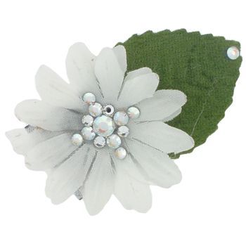 Michelle Roy - Mini Daisy Clip - White w/Swarovski Crystal Center