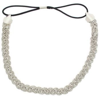 SBNY Accessories - Metal Braid Stretch Headband - Silver