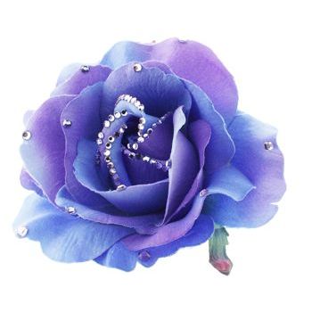 Michelle Roy - Large Silk Rose Clip - Violet W/ Swarovski Crystal Accents