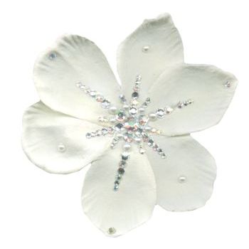 Michelle Roy - Large Magnolia Clip - Cream w/Swarovski Crystals & Pearls