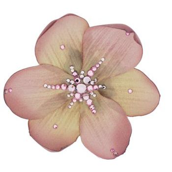 Michelle Roy - Large Magnolia Clip - Light Pink & Golden Brown w/ Swarovski Crystal Accents