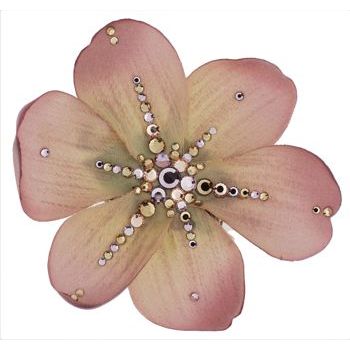 Michelle Roy - Large Magnolia Clip - Light Pink & Golden Brown w/ Swarovski Crystal Accents