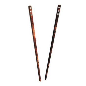 HB HairJewels - Lucy Collection - Crystal Encrusted Hairsticks - Gold & Rust Marble (Set of 2)