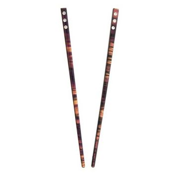 HB HairJewels - Lucy Collection - Crystal Encrusted Hairsticks - Gold & Amethyst Marble (Set of 2)