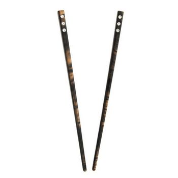HB HairJewels - Lucy Collection - Crystal Encrusted Hairsticks - Gold & Black Marble (Set of 2)