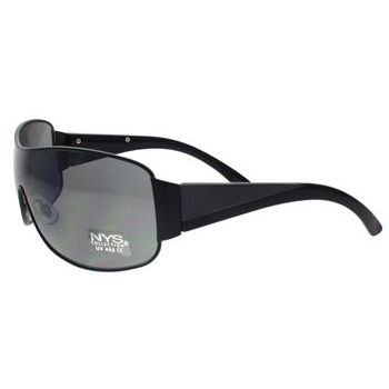 NYS Sunglasses - Elite UV Collection - Versace Inspired Visor Frame Sunglasses - Black
