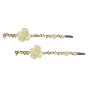 Evita Peroni - Jacobine Bobby Pins - Ivory White (Set of 2)