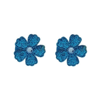 Rachel Weissman - Glitter Daisy Clips w/Rhinestones - Blue (Set of 2)