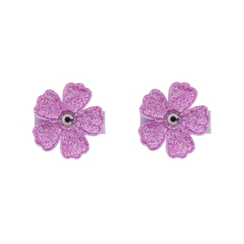Rachel Weissman - Glitter Daisy Clips w/Rhinestones - Lilac (Set of 2)