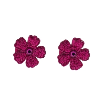 Rachel Weissman - Glitter Daisy Clips w/Rhinestones - Magenta (Set of 2)
