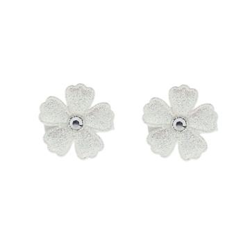 Rachel Weissman - Glitter Daisy Clips w/Rhinestones - White (Set of 2)