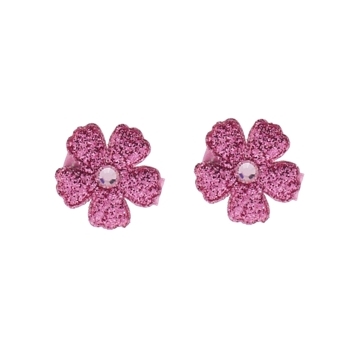 Rachel Weissman - Glitter Daisy Clips w/Rhinestones - Pink (Set of 2)