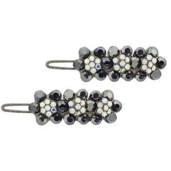 Conair Accessories - Jeweled Mini Barrette - Black Diamond Flower (2)