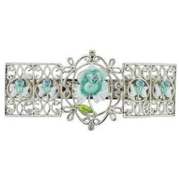 Conair Accessories - Rosette Link Silver Barrette - Aqua