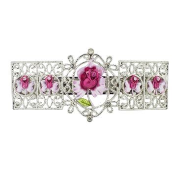 Conair Accessories - Rosette Link Silver Barrette - Fuschia