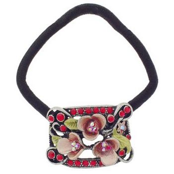 Conair Accessories - Rec Enamel & Crystal Lily Ponytail - Ruby (1)