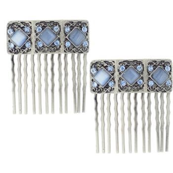 Conair Accessories - Tiger Eye w/Stone Side Comb - 2pk Blue