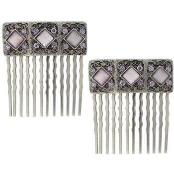 Conair Accessories - Tiger Eye w/Stone Side Comb - 2pk Amethyst