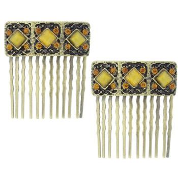 Conair Accessories - Tiger Eye w/Stone Side Comb - 2pk Yellow