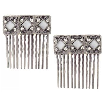 Conair Accessories - Tiger Eye w/Stone Side Comb - 2pk White