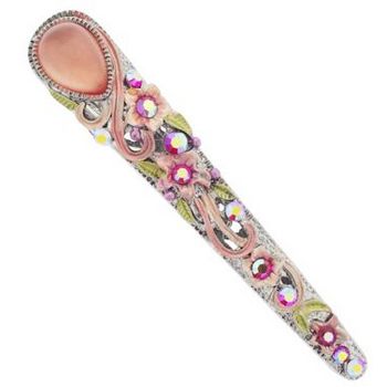Conair Accessories - Floral Enamel & Moonstone Jeweled Hair Clip - Peach (1)