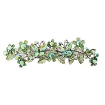 Conair Accessories - Crystal Butterfly & Enamel Flower Barrette - Peridot