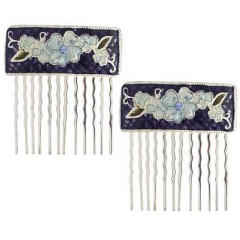 Conair Accessories - Flower Metal Side Combs - Hawaiian Flower - Blue (2)