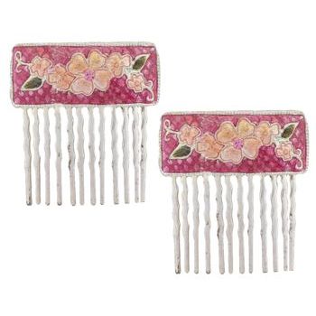 Conair Accessories - Flower Metal Side Combs - Hawaiian Flower - Pink (2)