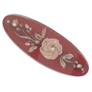 Conair Accessories - Oval Barrette - Infused Flower - Mocha