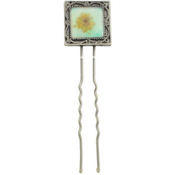 Conair Accessories - Natural Flower Inlay Square Hair Stick - Yellow (1)