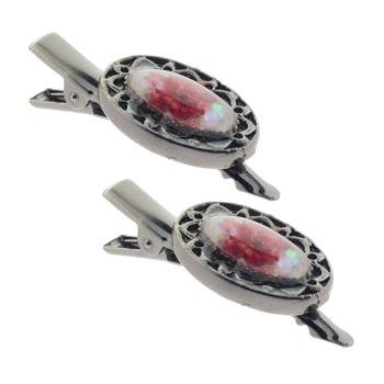 Conair Accessories - Natural Flower Inlay Oval Salon Clip - Pink (2)