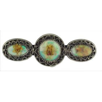 Conair Accessories - Natural Flower Inlay Oval Top Barrette - Yellow