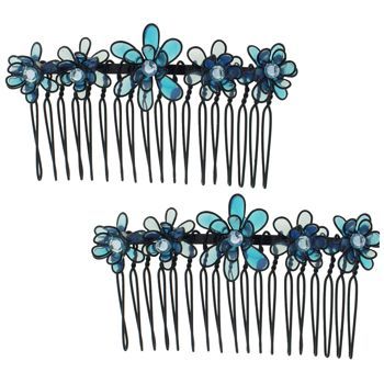 Conair Accessories - Color Wire Flower Side Comb - Blue