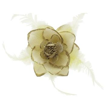Conair Accessories - Feather and Rose Barrette - Gold