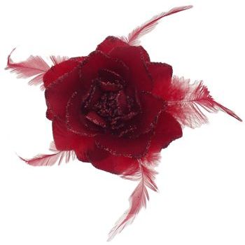 Conair Accessories - Feather and Rose Barrette - Scarlet