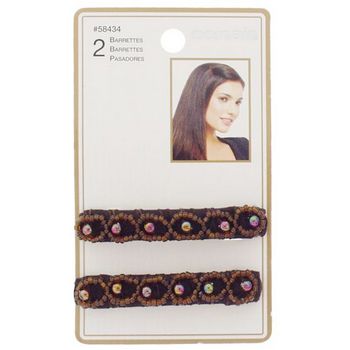 Conair Accessories - Small Beaded Barrette - Chocolate (Set of 2)