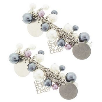 Conair Accessories - Dangling Beads Small Barrettes - Blue