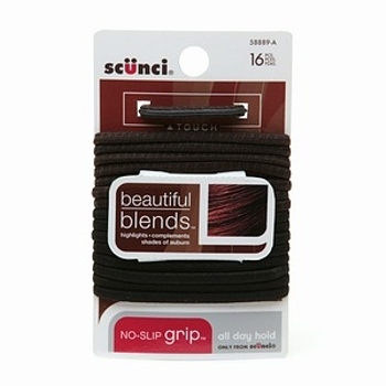 Scunci - Beautiful Blends - No Slip Grip Elastics -  Auburn (16 pcs)