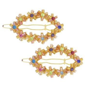 Conair Accessories - Jeweled Mini Oval Barrettes - Citrine Daisies