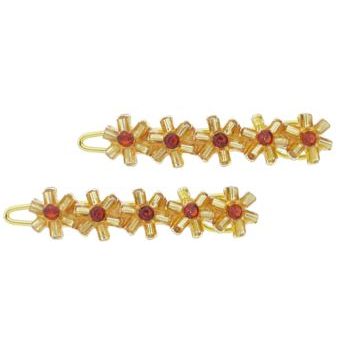 Conair Accessories - Jeweled Mini Barrette - Citrine Daisies