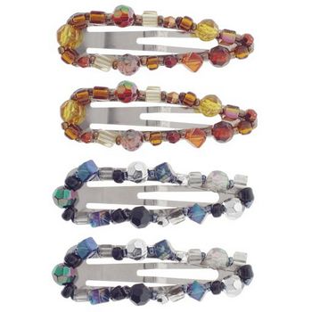 Conair Accessories - Beaded Sleeper Clips - Blue - Amber