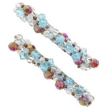 Conair Accessories - Beaded Small Barrettes - Amber/Blue