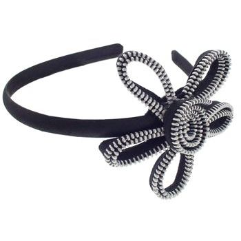 SBNY Accessories - Black Zippered Flower Headband
