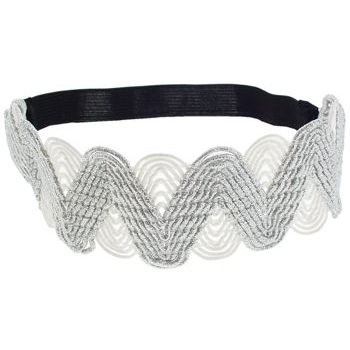 SBNY Accessories - Zig Zag Woven Stretch Headband - Silver and White