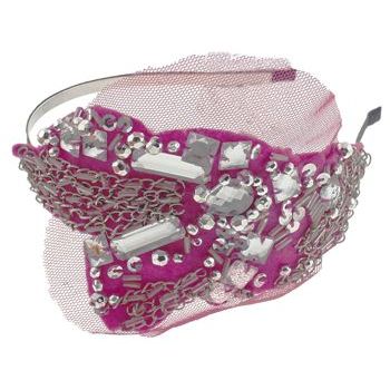 SBNY Accessories - Pink Lace, Chain, and Crystal Punk Headband