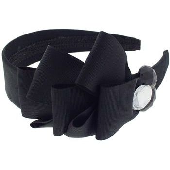 SBNY Accessories - Black Layered Ribbon Headband with Crystal Ovals