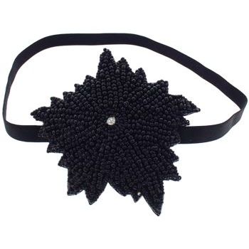SBNY Accessories - Flapper Style Beaded Flower Bandeau - Onyx